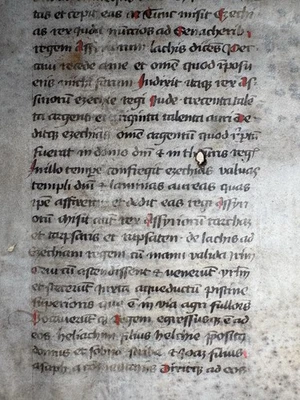 15th C. Latin Bible Leaf II Kings 17 18 Medieval Manuscript Vellum C.1400s Rare - Image 1 of 4