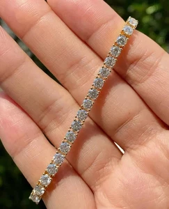 8CT Round 4MM Lab Created Diamond Womens Tennis Bracelet 14k Yellow Gold Plated - Picture 1 of 5