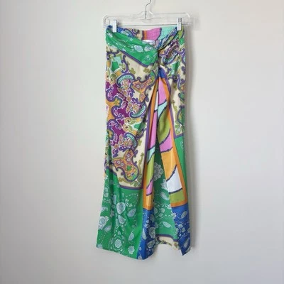 Falda midi de satén con retazos Bailey 44 XS estampado floral cachemir Foto 1 de 4