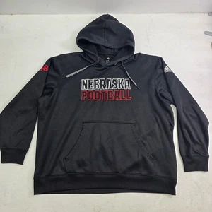Nebraska Cornhuskers Hoodie Pullover Black Adidas Climawarm Sweatshirt Sz 2XL - Picture 1 of 11