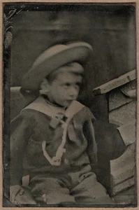 TINTYPE CDV YOUNG BOY IN SAILOR SUIT, VICTORIAN FASHION #D4393 - Picture 1 of 2