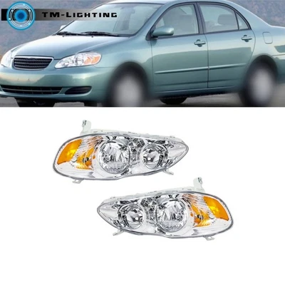 Faros halógenos izquierdo+derecho para Toyota Corolla S LE CE 2003-2005-2008 cromados Foto 1 de 4