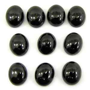 49.75 Ct Natural Black Onyx Loose Gemstone Cabochon 10 Pcs Stone Lot - 29170 - Picture 1 of 2