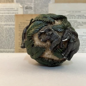 Decorative Sphere Or Orb With Elephants And Foliage Motif - Picture 1 of 9