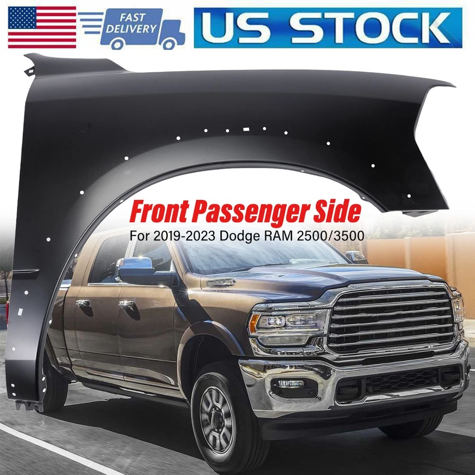Front Passenger Side Fender For Dodge RAM 2500/3500 2019-2023 Primed Black Foto 1 de 4