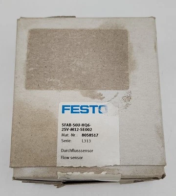 Sensor de flujo Festo 8058517 SFAB-50U-HQ6-2SV-M12-SE002 / SFAB50UHQ62SVM12SE002 Foto 1 de 3