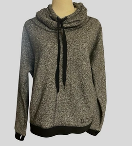 BCBG MaxAzria Womens L Gray Hooded Sweatshirt Funnel Neck Sweater Rhinestone - Picture 1 of 9