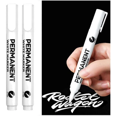 EUZUXU Wasserfeste Acryl Marker Weiß 2 mm Fadenstärke 2 Stück Schnell Trocknend Kreativ