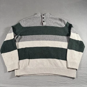 Chaps Henley Sweater Mens 2XL Multi Striped Knitted Long Sleeve Classic Fit - Picture 1 of 13