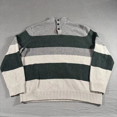 Chaps Henley Sweater Mens 2XL Multi Striped Knitted Long Sleeve Classic Fit - Image 1 of 4