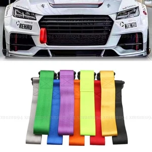 Car Tow Towing Strap Belt Rope Rally Hook Adhesive Universal Bumper Decor JDM - Picture 1 of 16