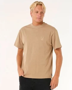 Rip Curl T-Shirt Kurzarm Baumwolle Herren Search Stickerei Sand Dune - Bild 1 von 3