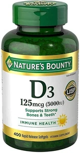 Nature's Bounty Salud Inmune Vitamina D3 5000 UI, Liberación Rápida 400 Cápsulas Blandas - Imagen 1 de 3