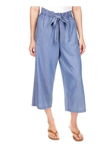 MICHAEL MICHAEL KORS Womens Blue Paper Bag Elastic Waist Wide Leg Pants XL - Picture 1 of 8