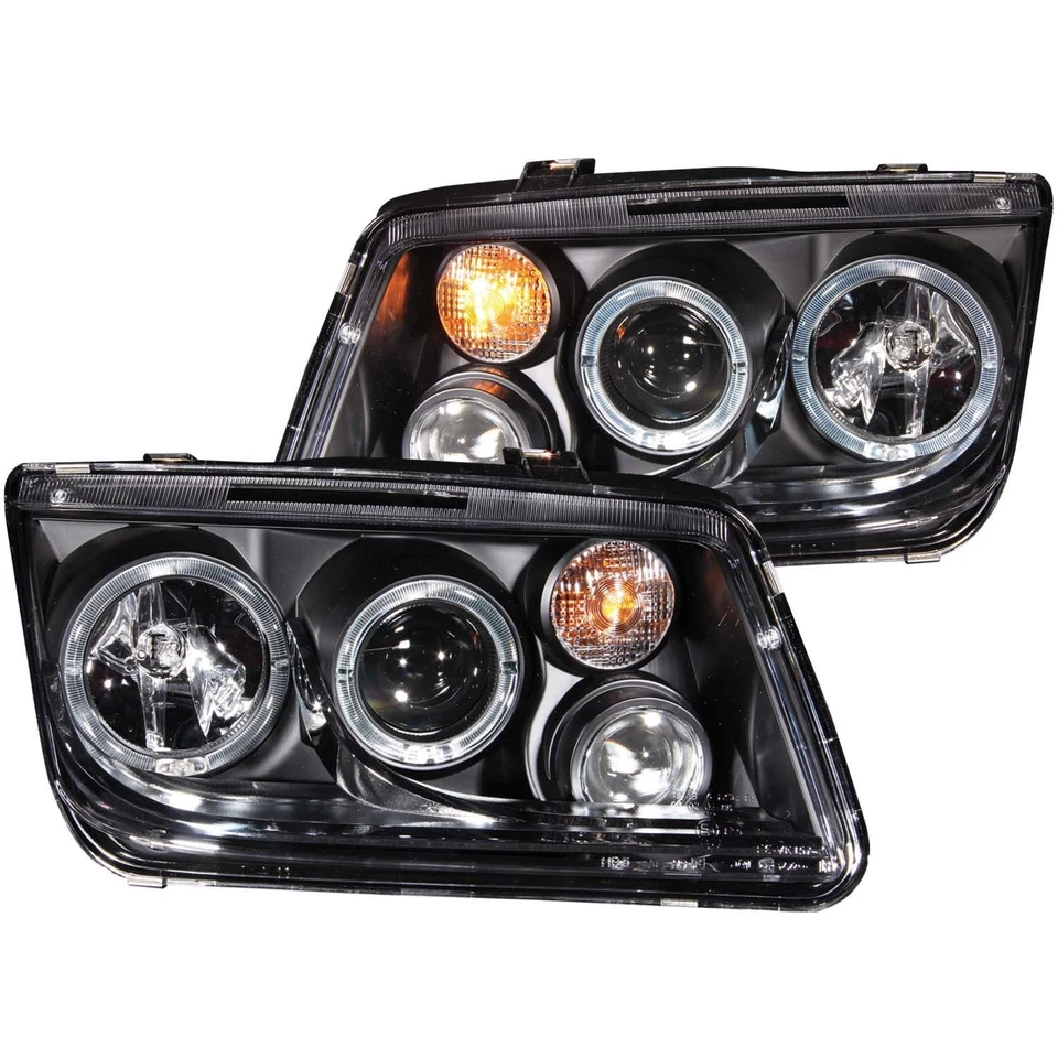 Anzo 121369 Black Housing Headlights 1999-2005 Volkswagen Jetta Projector w/Halo Foto 1 de 3