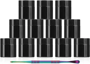 12PCS UV Protection 10G Small Glass Jars with Lids Reusable 10Ml Black Food Glas - Picture 1 of 12