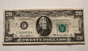 1969c Twenty Dollar Federal Reserve Note C Series - Vintage - Rare - Picture 1 of 4