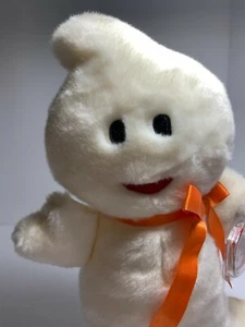 Peluche TY Beanie Buddies Blanco 12" ESPELUZNANTE The Silly GHOST con etiquetas de arco Halloween - Imagen 1 de 4