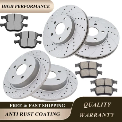 Front Rear Drilled Brake Rotors Brakes Pads for 2012 2013 2014 -2018 Ford Focus Foto 1 de 4