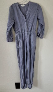 Chelsea & Violet Girls 12  Roll Tab Sleeve Purple Jumpsuit 100% Tencel - Picture 1 of 9