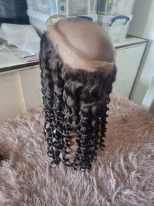 12A 22INCH BRAZILIAN HUMAN HAIR LACE 360 FRONTAL HUMAN HAIR DEEP WAVES 150% 1B# - Picture 1 of 6