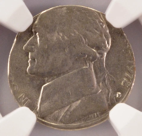 1972-D 5c Jefferson Nickel Struck on 10c Blank NGC AU58 Cover