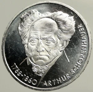 1988 GERMANY Philosopher Arthur Schopenhauer Proof Silver 10 Mark Coin i102467 - Picture 1 of 3