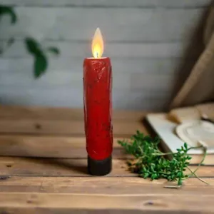 Vela Batería Llama Móvil Rojo Rubí 5.5" Primitiva Artesanal EE. UU. con Control Remoto Co - Imagen 1 de 2