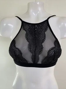 Victoria's Secret Black Sz M Sexy Sheer Lace Halter Bra - Picture 1 of 6
