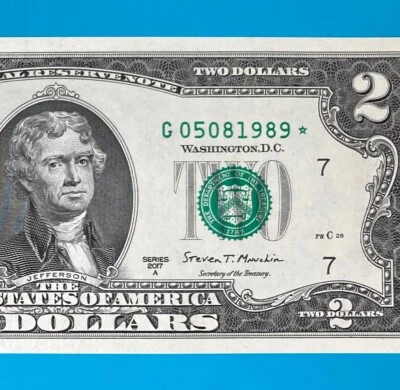 May 8, 1989 / 5 August 1989 (G 05081989 *) BIRTHDAY Note $2 Two Dollar Bill *UNC - Image 1 of 4