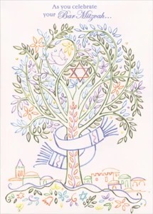 Multi-Colored Tree of Life: Bar Mitzvah - Bar Mitzvah Card by Designer Greetings - Picture 1 of 2