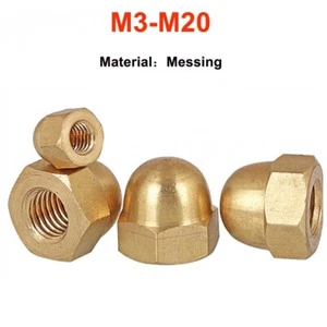 Messing Sechskantkuppelmutter Hutmuttern M3 M4 M5 M6 M8 M10 M12 M14 M16 M18 M20 - Picture 1 of 20