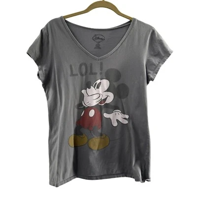 Camiseta Disney Junior Mickey Mouse 18 Gris Cuello en V Estampado LOL XXL Algodón Gráfico a Foto 1 de 4