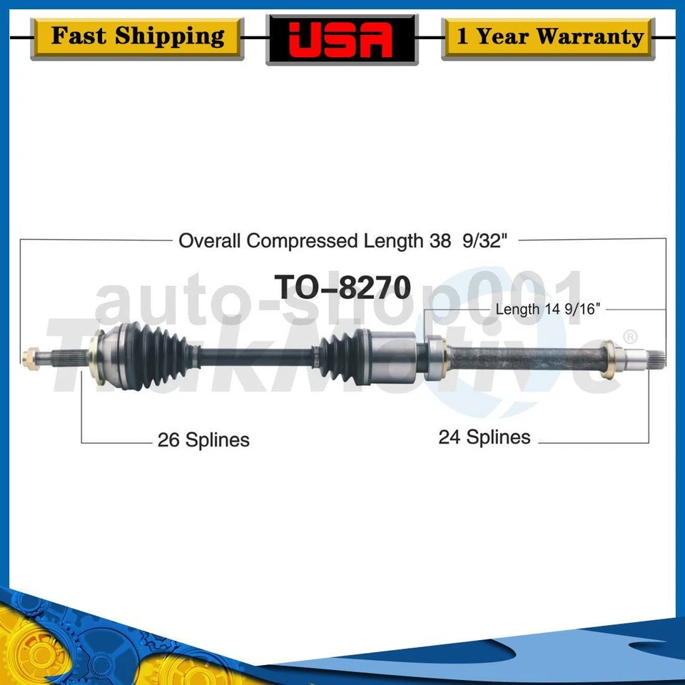 Front Right CV Joint Axle For Toyota RAV4 2012 2011 2010 2009 2008 2007 2006 - Image 1 of 1