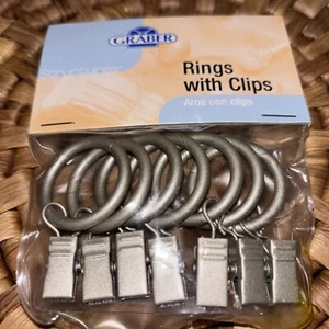 Graber Frameworks Satin Nickel 1" Ringe mit Clips Vorhang 7 Stück Paket - Bild 1 von 5