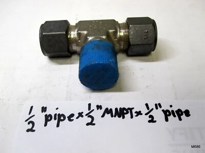 Parker CPI 1/2" Tube O.D X 1/2" Male NPT Branch Tee 316SS 8-8-8 SBZ-SS - Image 1 of 3