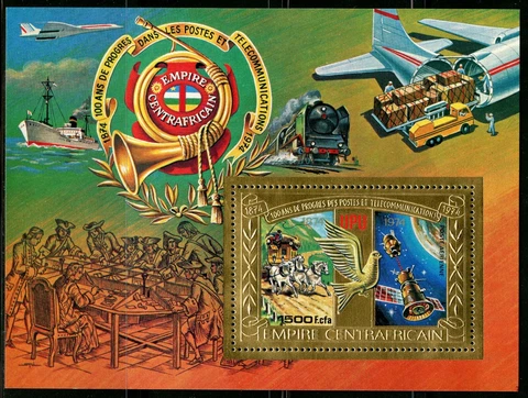 Center Africa 100 Years Upu Soyouz Plane Train 1978 Gold Foil Michel Bloc 31 A Cover