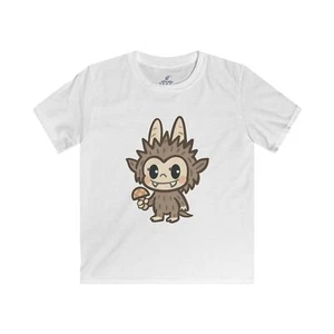 Cute Monster Kids Tee, Fluffy Creature Cartoon Shirt, Whimsical Fantasy Animal - Picture 1 of 3