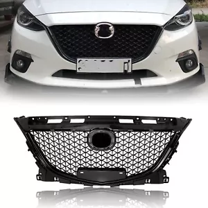 Front Upper Grille Grill Honeycomb Grill For Mazda 3 Axela 2014 2015 2016 Black - Picture 1 of 10