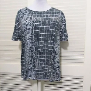 Free People Tee Shirt X Small Short Sleeve Black White Print NEW Python Combo - Picture 1 of 10