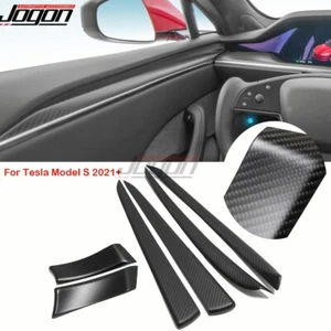 Inner Door Handle Stripe Trim For Tesla Model S 2021 2022-23  Matte Carbon Fiber - Picture 1 of 9
