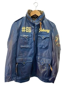 Schott Johnny Coat Leather Rare Blue M Single Rider Jacket - Picture 1 of 8