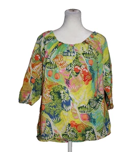 Hester & Orchard Women's Top Size L Multicolor Linen Cotton Peasant Blouse - Picture 1 of 2