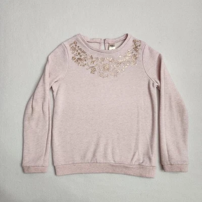 Suéter OSH KOSH BGOSH tamanho 7 rosa dourado padrão floral 0286 - Imagem 1 de 4