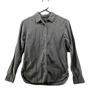Uniqlo leichtes Flanellhemd Damen XXS grau langarm Button Down Baumwolle - Bild 1 von 8
