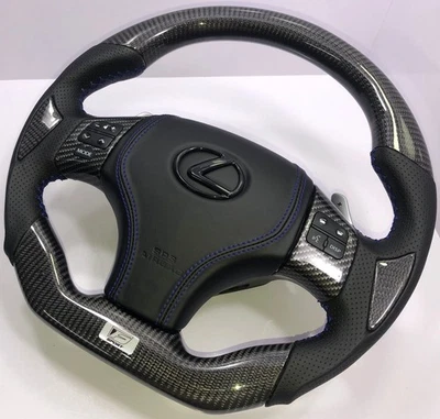 Volante de fibra de carbono real Lexus F Sport | puntada azul | remanufacturado Foto 1 de 4