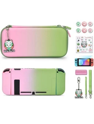 Carrying Case for Switch, innoAura 16 in 1 (Carry Case Pink-Green Gradient)
