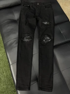 Talla 33 - Jeans Amiri Negros 100% Auténticos Negros MX1 Logo Bandana - Imagen 1 de 14
