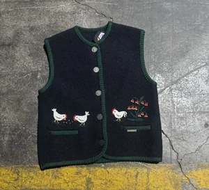 Vintage Western Farm Animal Made In Austria Wool Vest Womens XS Cottage Core - Picture 1 of 8