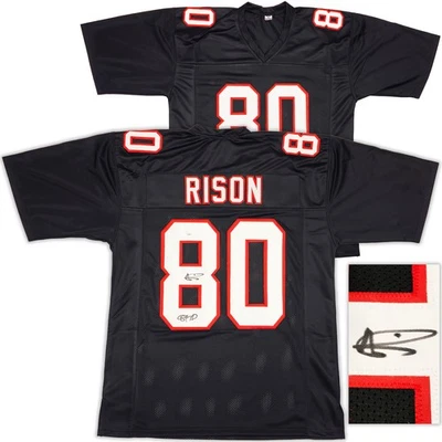 Atlanta Falcons Andre Rison Autographed Signed Black Jersey "84 TD" JSA - Image 1 of 4